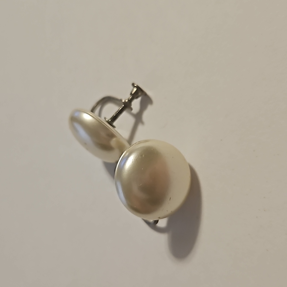 Vintage Faux Pearl Earrings Sterling Backs